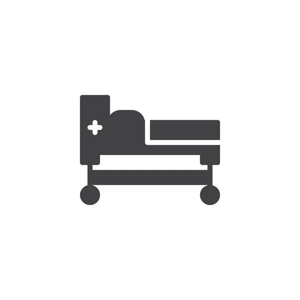 アイコンのクロスが付いているベッド ベクトル 塗りつぶされたフラット記号 白で隔離固体のピクトグラム 病院シンボル ロゴの図 — ストックベクタ