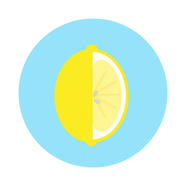 Limon Sulu Taze Meyve Düz Simgesi Yuvarlak Renkli Düğmesini Dairesel — Stok Vektör