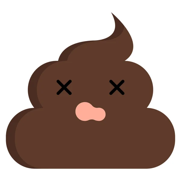 Astonished Face Stinky Poop Shit Emoji Flat Icon Vector Sign — Stock Vector