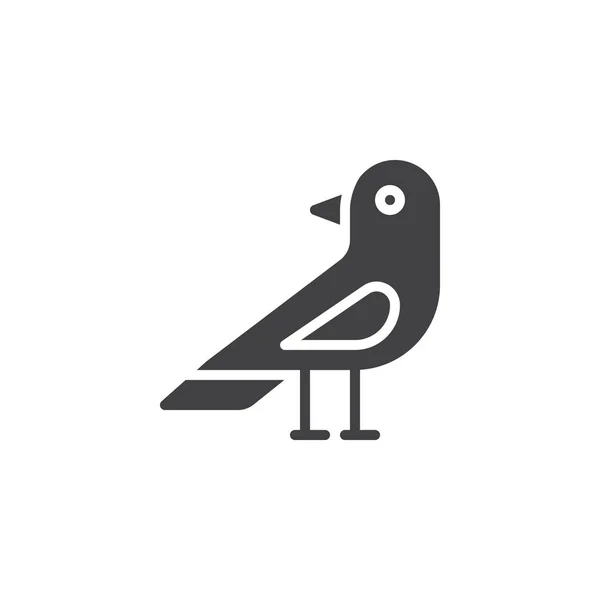 Raven Ptak Wektor Wypełnione Znak Płaskie Stałe Piktogram Białym Tle — Wektor stockowy