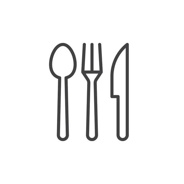 餐具线图标 轮廓矢量符号 线性样式象形文字隔离在白色 餐馆标志 标志例证 可编辑的笔画 像素完美矢量图形 — 图库矢量图片