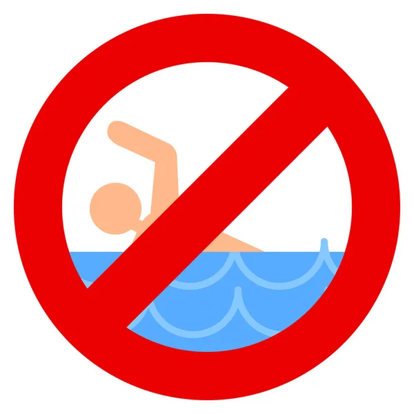 Swim Prohibition Sign Vector Illustration Flat Style Design Colorful Graphics — Stock Vector