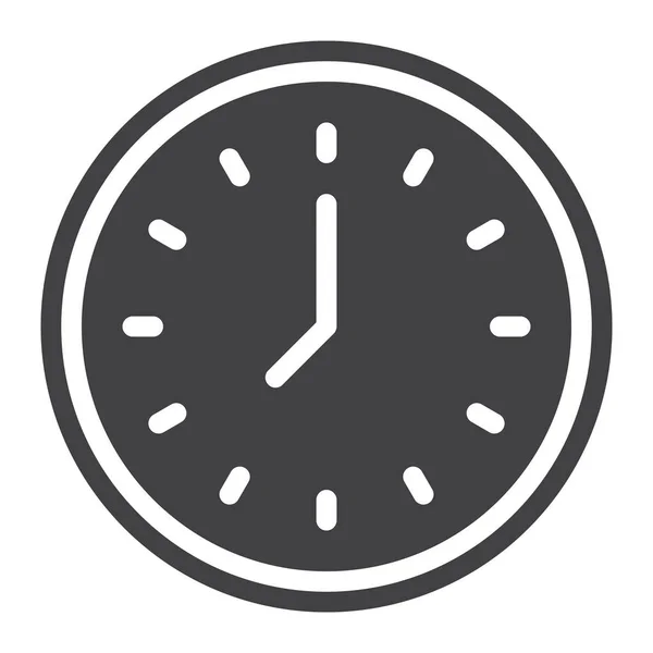 Reloj Vector Icono Lleno Signo Plano Pictograma Sólido Aislado Blanco — Vector de stock