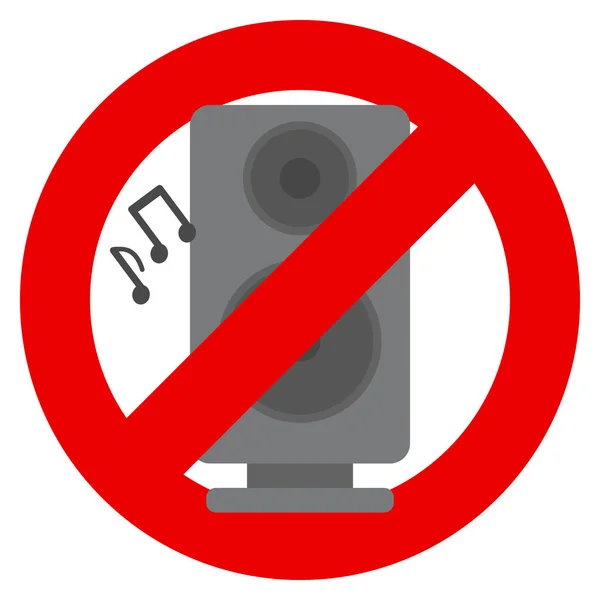 Nenhuma Ilustração Vetor Sinal Proibição Música Design Estilo Plano Gráficos —  Vetores de Stock