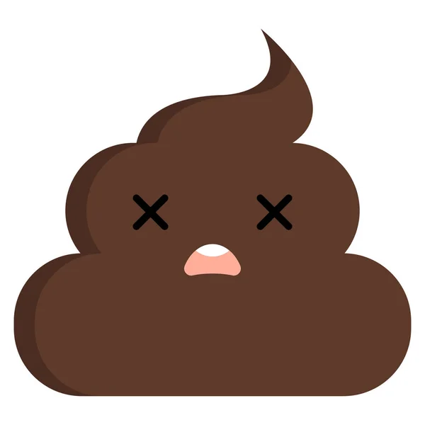 Dizzy Face Stinky Poop Shit Emoji Flat Icon Vector Sign — Stock Vector