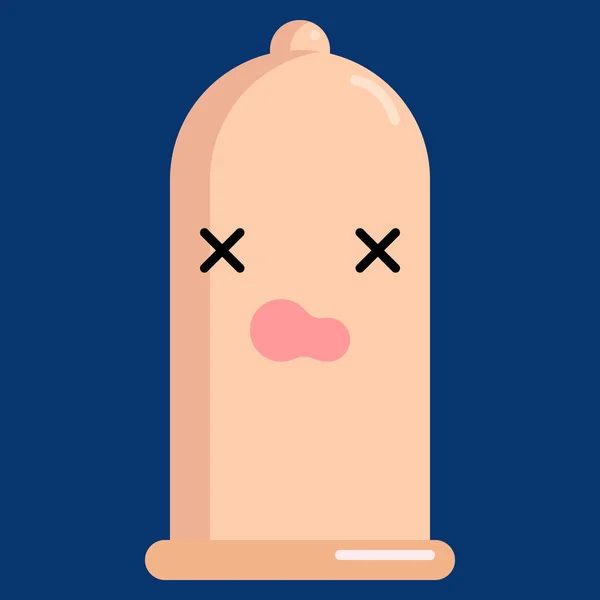 Ilustrasi Vektor Emoji Kondom Wajah Yang Menakjubkan Desain Gaya Datar - Stok Vektor