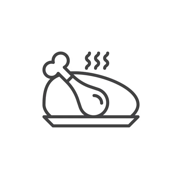 Μαγειρεμένο Κοτόπουλο Εικονίδιο Γραμμή Περίγραμμα Διάνυσμα Εισόδου Γραμμικό Στυλ Εικονόγραμμα — Διανυσματικό Αρχείο
