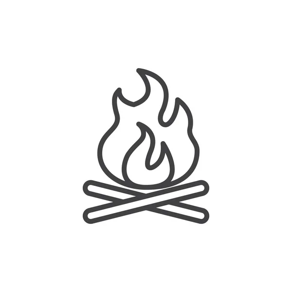 Иконка Линии Костра Контур Векторного Знака Пиктограмма Линейного Стиля Изолированная — стоковый вектор
