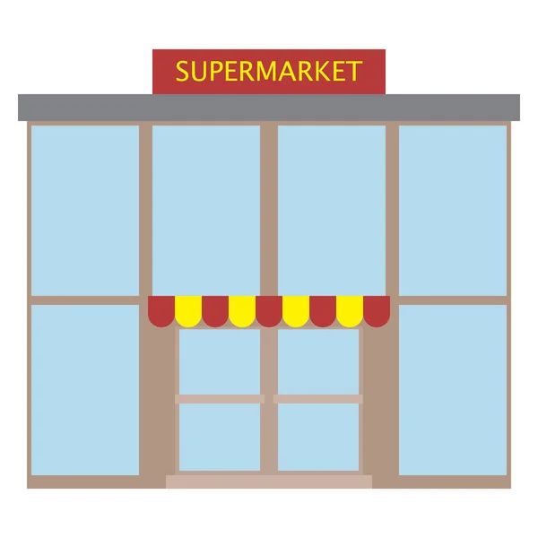 Ícone Construção Supermercado Ilustração Vetorial Design Estilo Plano Isolado Branco —  Vetores de Stock