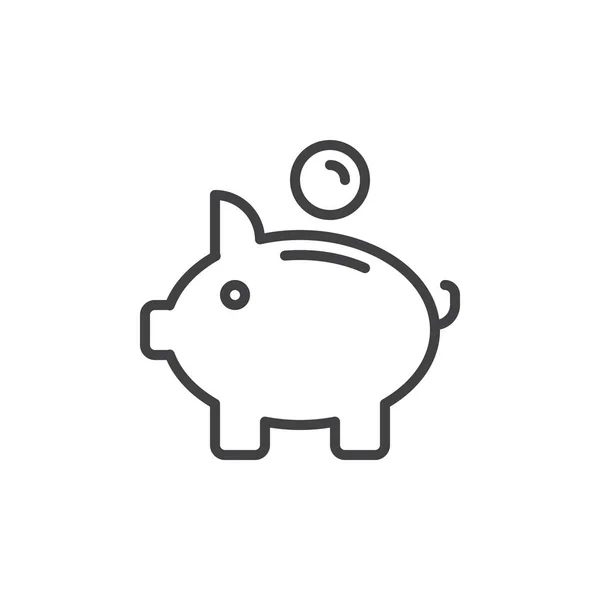 Piggy Bank Lijn Pictogram Overzicht Vector Teken Lineaire Stijl Pictogram — Stockvector