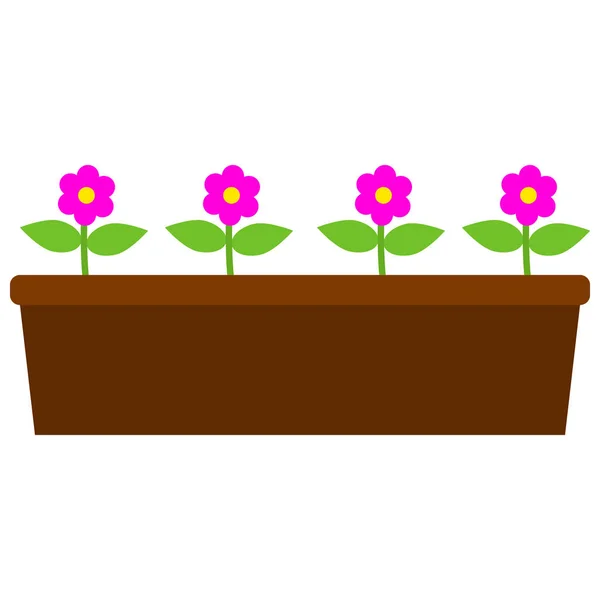 Flores Primavera Icono Del Pote Diseño Estilo Plano Ilustración Vectorial — Vector de stock