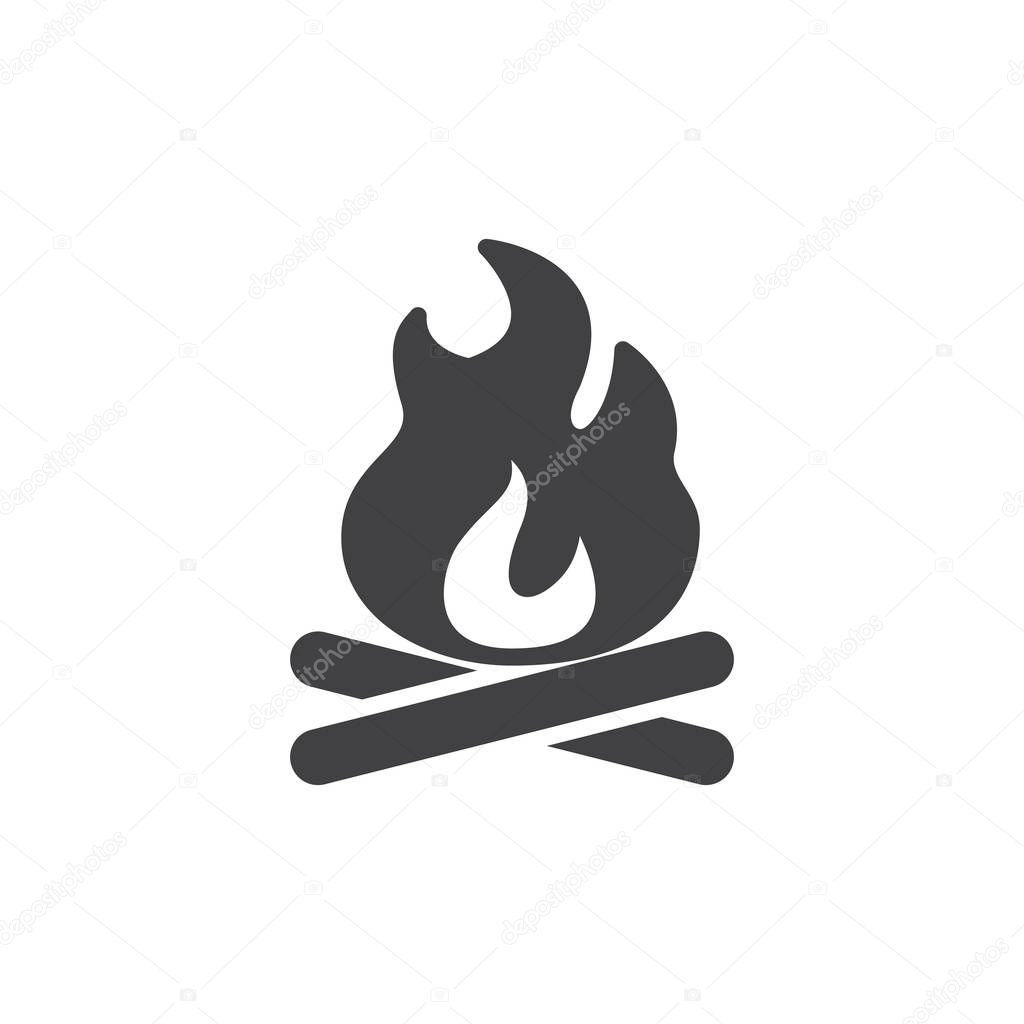 Bonfire icon vector, filled flat sign, solid pictogram isolated on white. Campfire, fire symbol, logo illustration. Pixel perfect vector graphics