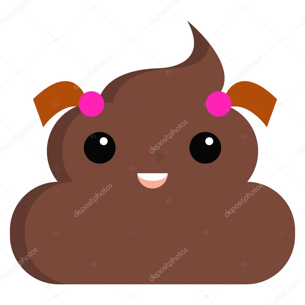 Girl face stinky poop shit emoji flat icon, vector sign, colorful pictogram isolated on white. Symbol, logo illustration. Flat style design