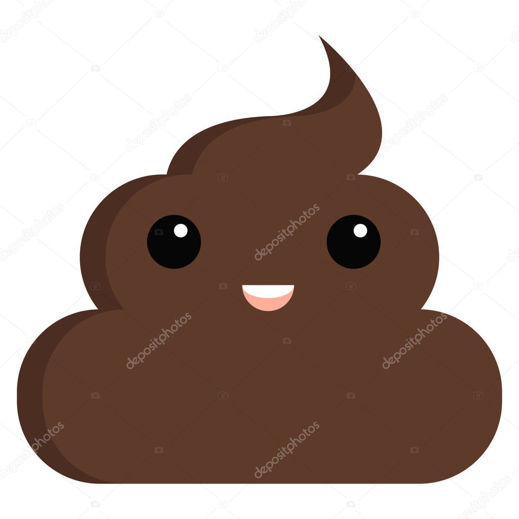 Smiling face with open mouth stinky poop shit emoji flat icon, vector sign, colorful pictogram isolated on white. Symbol, logo illustration. Flat style design