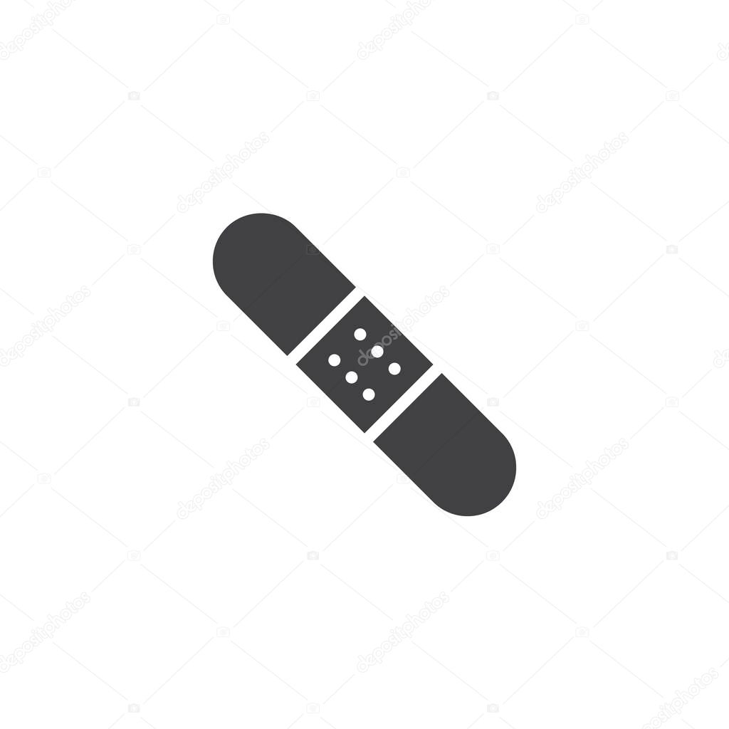 Adhesive bandage, band aid icon vector, filled flat sign, solid pictogram isolated on white. Symbol, logo illustration