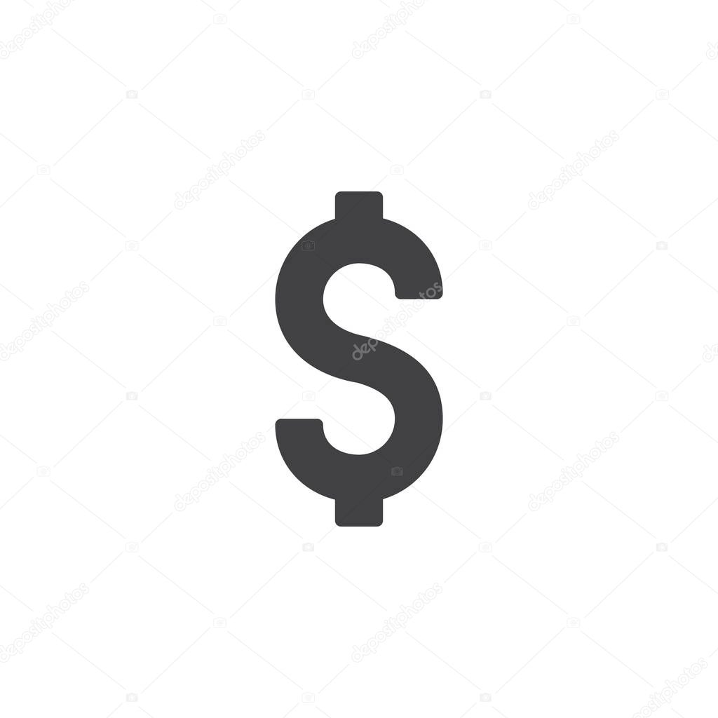 Dollar icon vector, filled flat sign, solid pictogram isolated on white. Charity symbol, logo illustration