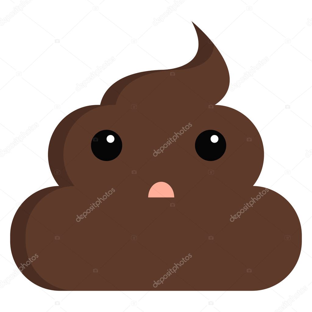 Hushed face stinky poop shit emoji flat icon, vector sign, colorful pictogram isolated on white. Symbol, logo illustration. Flat style design