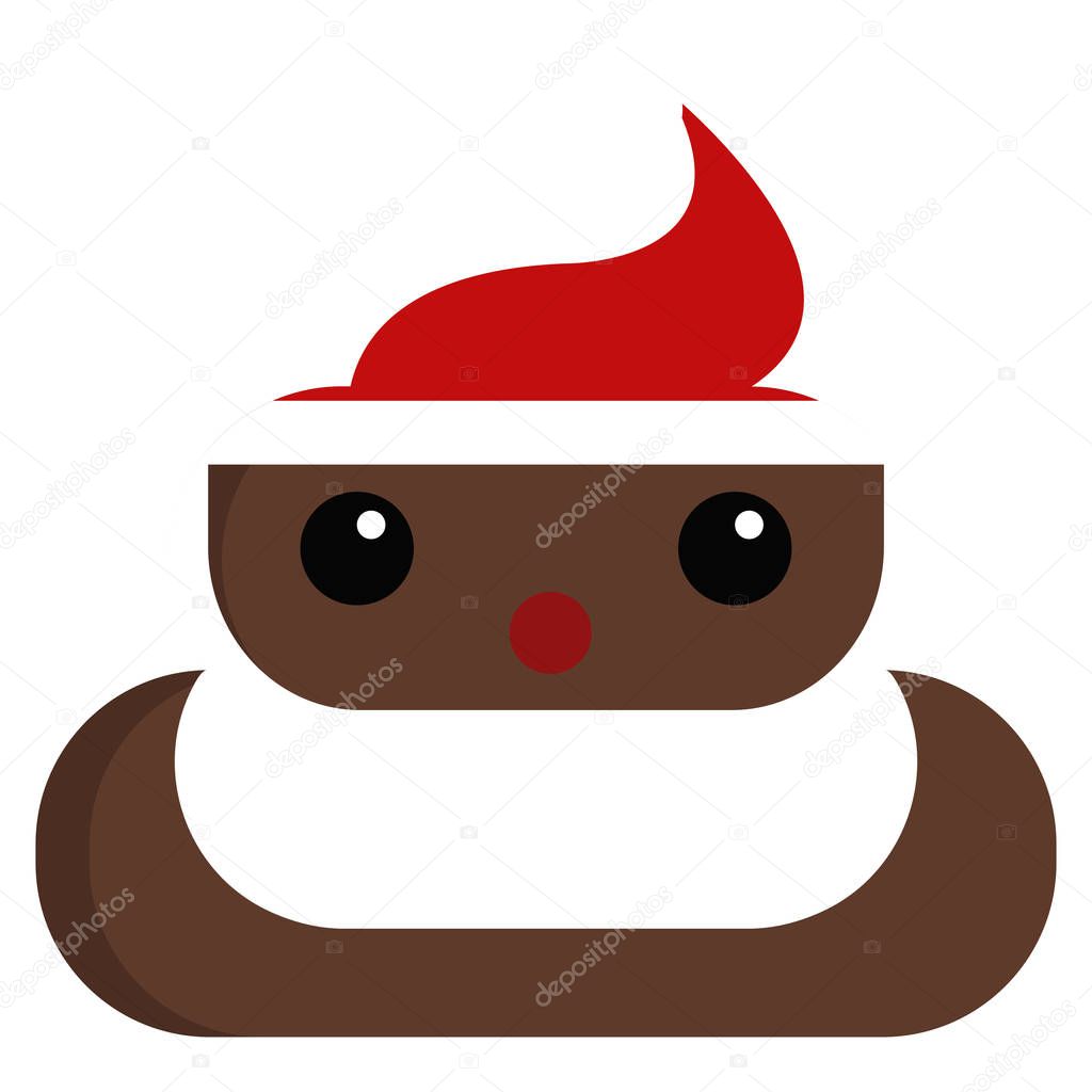 Santa claus stinky poop shit emoji flat icon, vector sign, colorful pictogram isolated on white. Symbol, logo illustration. Flat style design