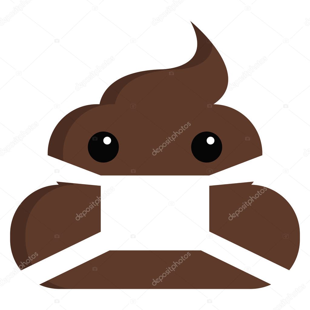 Face with medical mask stinky poop shit emoji flat icon, vector sign, colorful pictogram isolated on white. Symbol, logo illustration. Flat style design