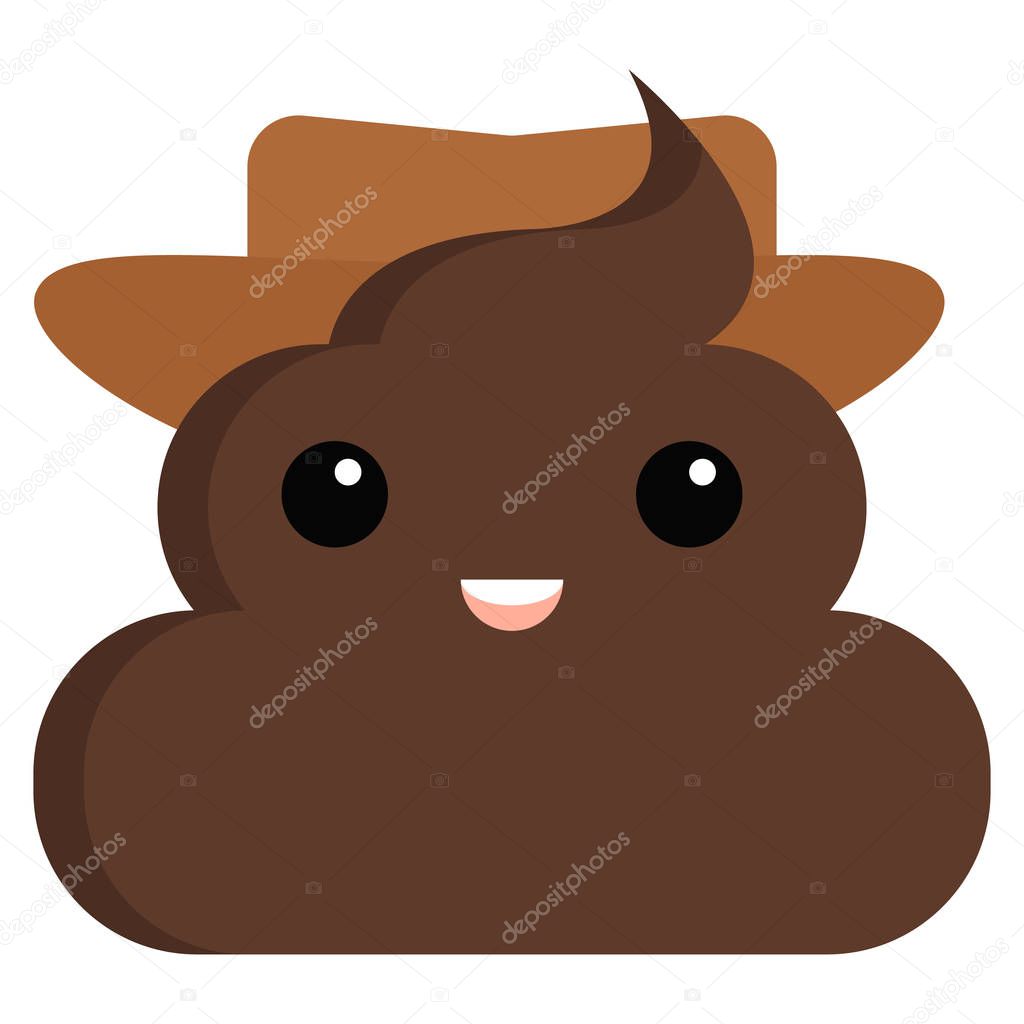 Cowboy hat face stinky poop shit emoji flat icon, vector sign, colorful pictogram isolated on white. Symbol, logo illustration. Flat style design