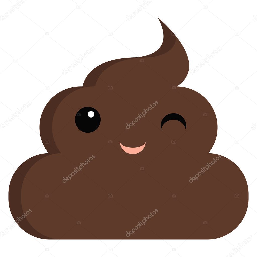 Winking face stinky poop shit emoji flat icon, vector sign, colorful pictogram isolated on white. Symbol, logo illustration. Flat style design