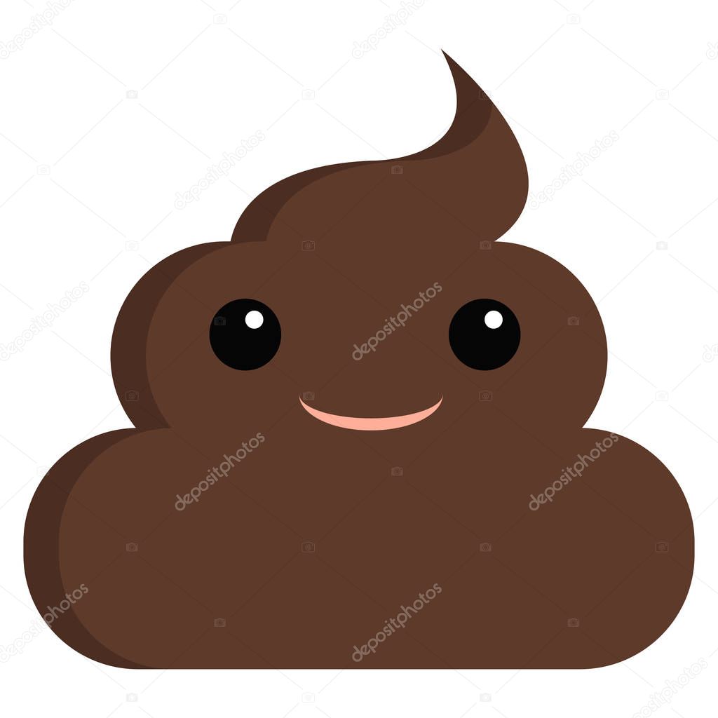 Smiling face stinky poop shit emoji flat icon, vector sign, colorful pictogram isolated on white. Symbol, logo illustration. Flat style design