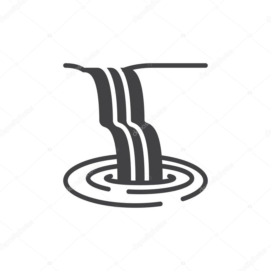 Waterfall icon vector, filled flat sign, solid pictogram isolated on white. Symbol, logo illustration. Pixel perfect vector graphics