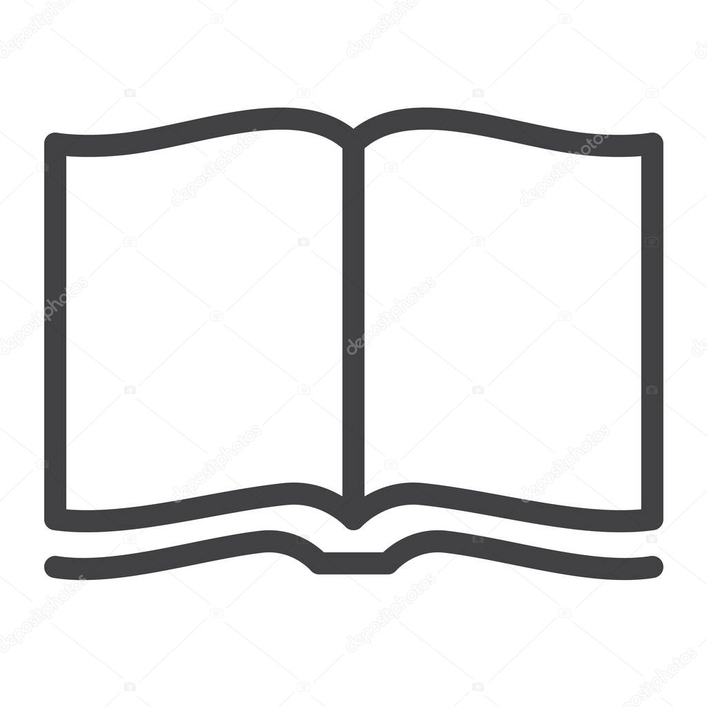 Open magazine line icon, outline vector sign, linear style pictogram isolated on white. Symbol, logo illustration. Editable stroke.Pixel perfect graphics