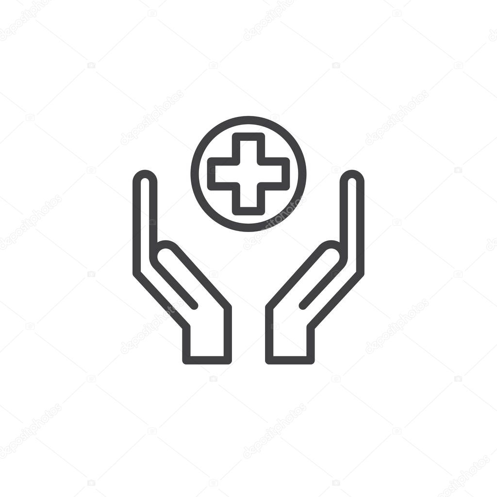 Donation hands icon vector, filled flat sign, solid pictogram isolated on white. Charity symbol, logo illustration