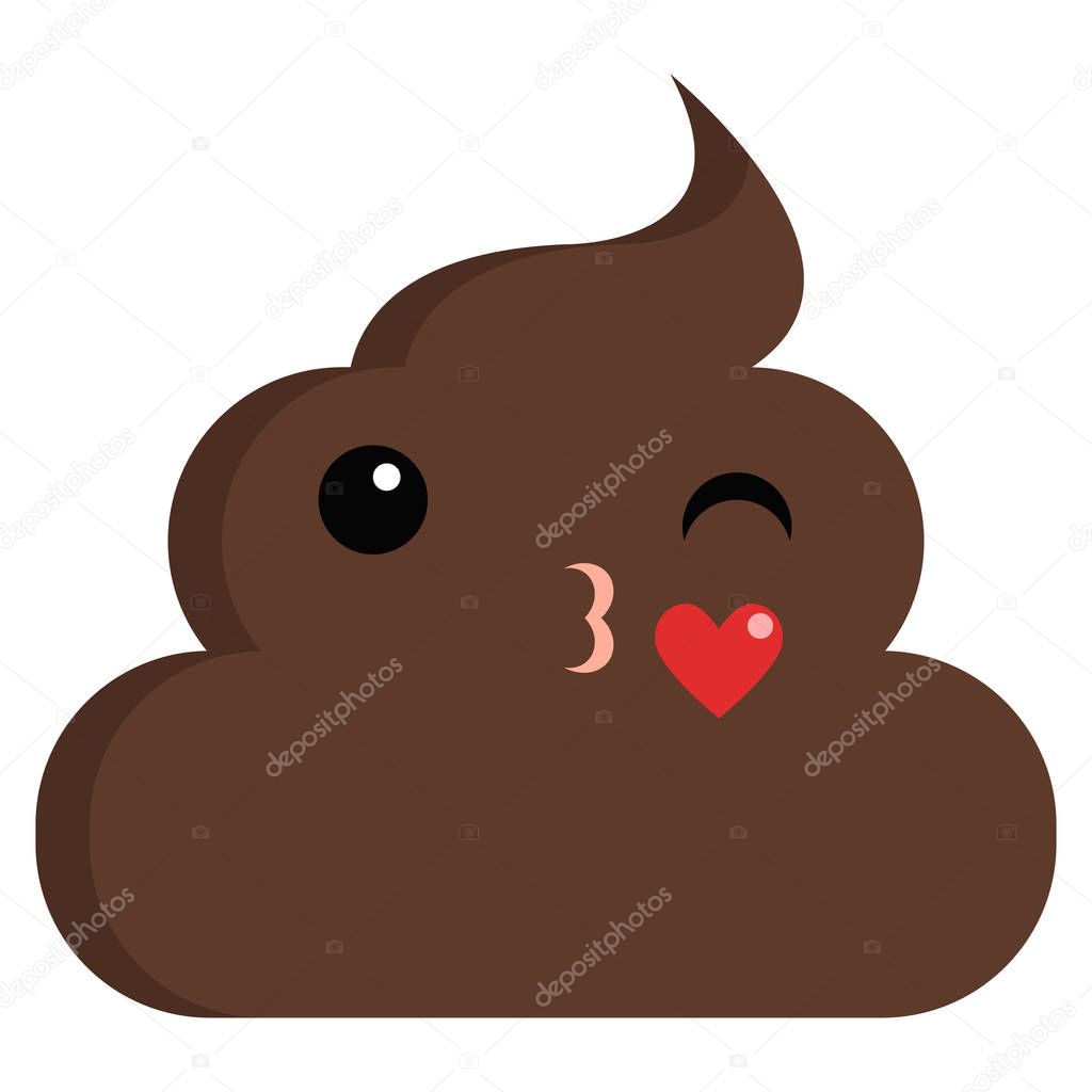 Face blowing a kiss stinky poop shit emoji flat icon, vector sign, colorful pictogram isolated on white. Symbol, logo illustration. Flat style design