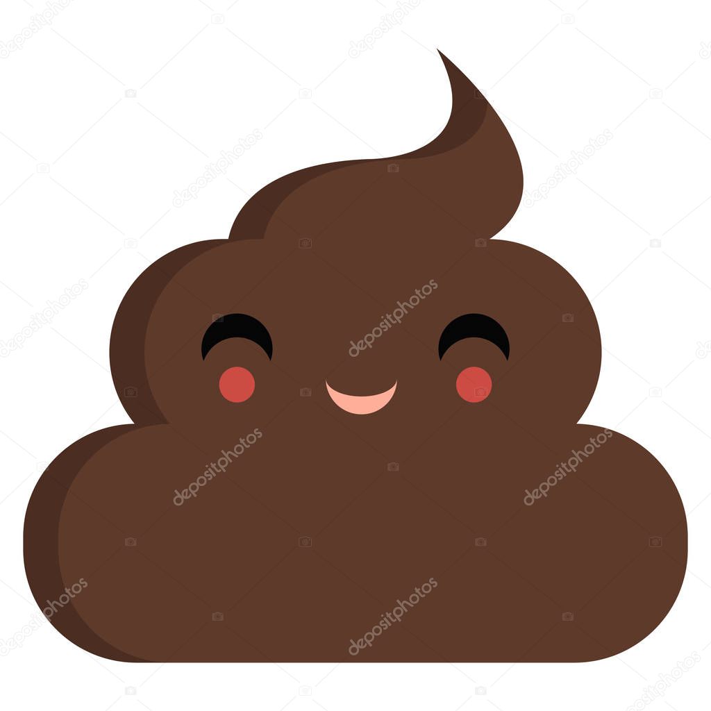 Smiling face with smiling eyes stinky poop shit emoji flat icon, vector sign, colorful pictogram isolated on white. Symbol, logo illustration. Flat style design