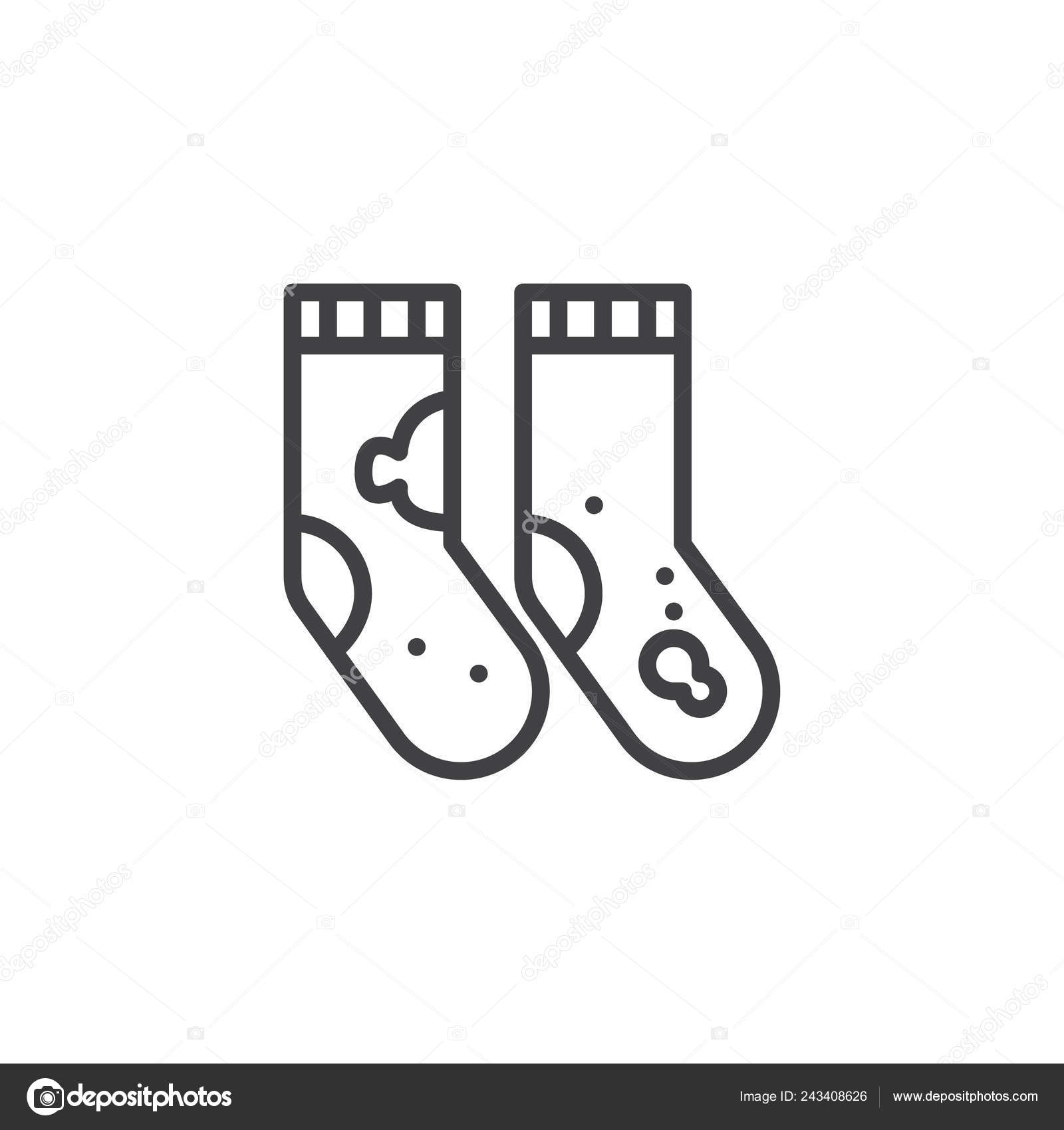 Baby Socks Line Icon, Outline Vector Sign, Linear Style Pictogram