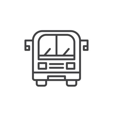 Otobüs hattı kutsal kişilerin resmi, vektör işareti, anahat üzerinde beyaz izole doğrusal stil piktogram. Sembol, logo illüstrasyon. Düzenlenebilir kontur