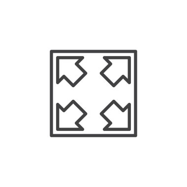 Düğme satırı simgesi yeniden boyutlandırmak için vektör işareti, anahat üzerinde beyaz izole doğrusal stil piktogram. Sembol, logo illüstrasyon. Düzenlenebilir kontur