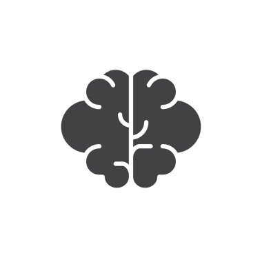 Beyin simge vektör, dolu düz işareti, üzerinde beyaz izole katı piktogram. Akıl sembolü, logo illüstrasyon.