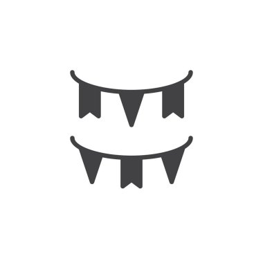 Parti bayrakları simge vektör, dolu düz işareti, üzerinde beyaz izole katı piktogram. Kağıt garland sembolü, logo illüstrasyon.