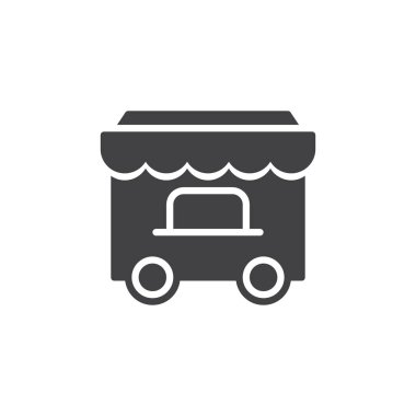 Sirk vagon simge vektör, düz işareti, üzerinde beyaz izole katı piktogram dolu. Sembol, logo illüstrasyon.