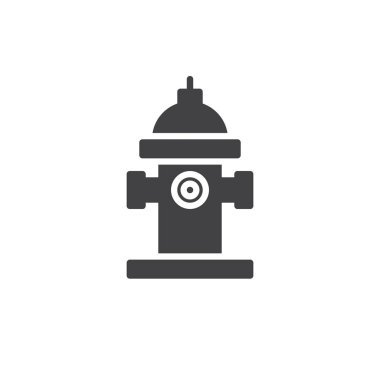 Hidrant simge vektör, düz işareti, üzerinde beyaz izole katı piktogram dolu. Sembol, logo illüstrasyon.