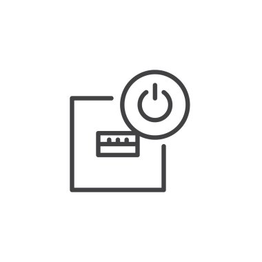 USB bağlantı noktası kapalı satırı simgesi, Anahat vektör işareti, üzerinde beyaz izole doğrusal stil piktogram. Sembol, logo illüstrasyon. Düzenlenebilir kontur