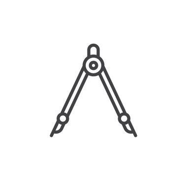 Pusula satırı simgesi, vektör işareti, anahat üzerinde beyaz izole doğrusal stil piktogram. Bölücü sembolü, logo illüstrasyon. Düzenlenebilir kontur