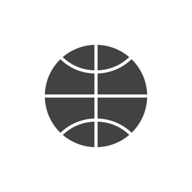 Basketbol topu simge vektör, düz işareti, üzerinde beyaz izole katı piktogram dolu. Sembol, logo illüstrasyon.