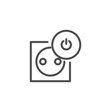 Soket satırı simgesi, vektör işareti, anahat üzerinde beyaz izole doğrusal stil piktogram. Sembol, logo illüstrasyon. Düzenlenebilir kontur