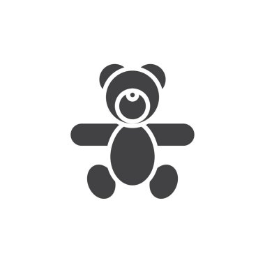 Oyuncak ayı simge vektör, düz işareti, üzerinde beyaz izole katı piktogram dolu. Aşk sembolü, logo illüstrasyon.