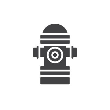 Yangın Hidrant simge vektör, düz işareti, üzerinde beyaz izole katı piktogram dolu. Sembol, logo illüstrasyon.