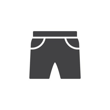 Mayo Şort simge vektör, düz işareti, üzerinde beyaz izole katı piktogram dolu. Sembol, logo illüstrasyon.