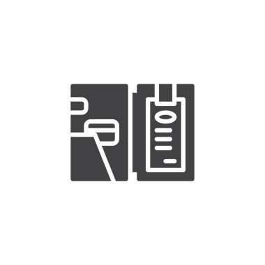 Restoran bill simge vektör, düz işareti, üzerinde beyaz izole katı piktogram dolu. Sembol, logo illüstrasyon.