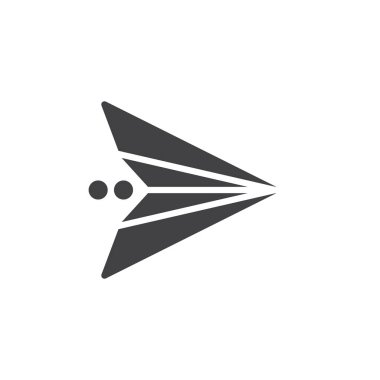 İleti simge vektör, dolu düz işareti, üzerinde beyaz izole katı piktogram gönderin. Kağıt Uçak sembolü, logo illüstrasyon.