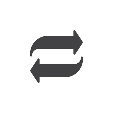 Oklar sağ ve sol simge vektör, düz işareti, üzerinde beyaz izole katı piktogram dolu. Sembol, logo illüstrasyon.