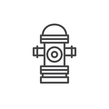 Yangın Hidrant hattı simgesi, Anahat vektör işareti üzerinde beyaz izole doğrusal stil piktogram. Sembol, logo illüstrasyon. Düzenlenebilir kontur