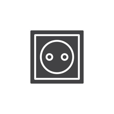 Simge vektör takmayı, düz işareti, üzerinde beyaz izole katı piktogram dolu. Güç soketi sembolü, logo illüstrasyon.